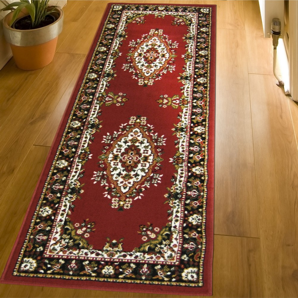 Maestro Traditional Vintage Medallion Runner Rugs in Red